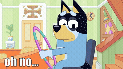 Cartoon Dog Holding Hula Hoop Saying Oh No GIF