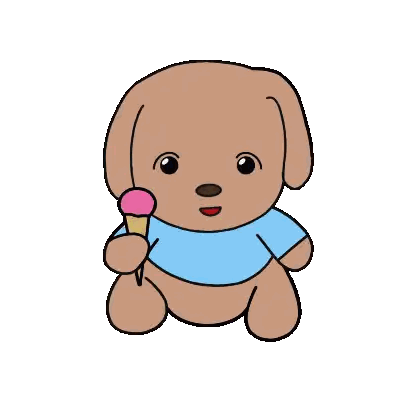 Cartoon Dog Holding Ice Cream Cone Sticker