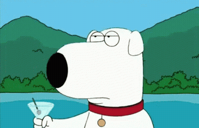 Cartoon Dog Holding Martini Glass With Spoon GIF