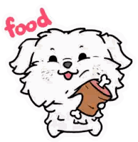 Cartoon Dog Holding Meat Food Sticker