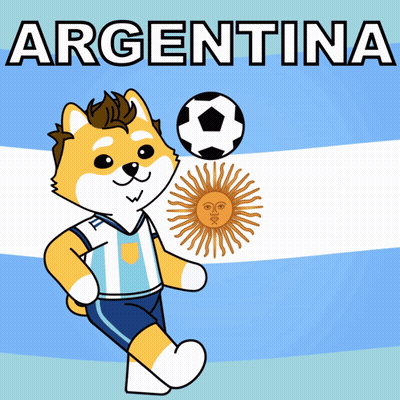 Cartoon Dog Holding Soccer Ball Argentina GIF