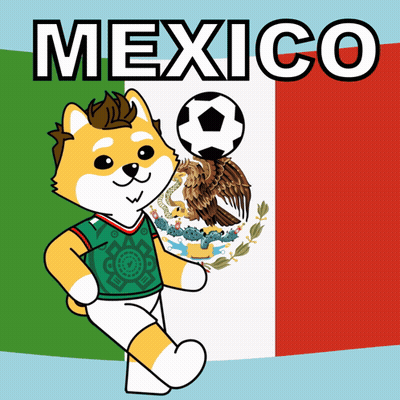 Cartoon Dog Holding Soccer Ball With Mexico Flag GIF
