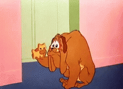 Cartoon Dog Holding Stuffed Animal In Mouth GIF