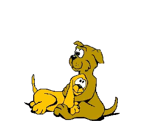 Cartoon Dog Hugging Another Gute Besserung Sticker