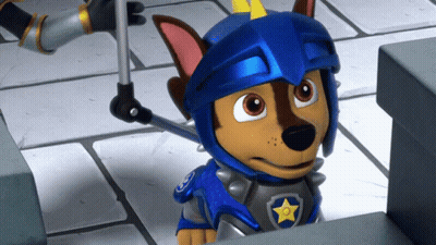 Cartoon Dog In Blue Helmet And Armor GIF