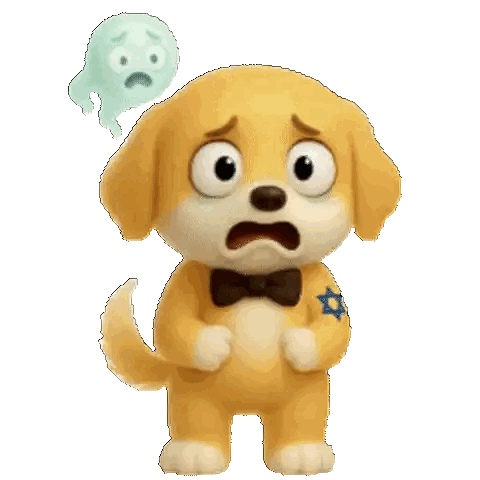 Cartoon Dog In Bow Tie Surprised By Ghost Sticker