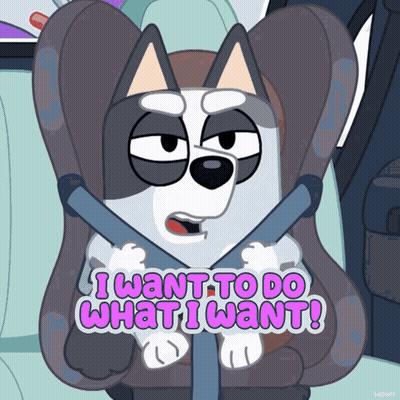 Cartoon Dog In Car Seat Says I Want To Do What I Want GIF