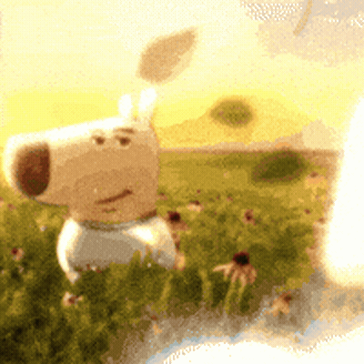 Cartoon Dog In Flower Field GIF