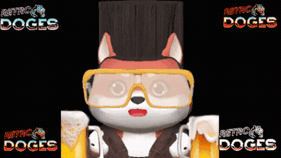 Cartoon Dog In Glasses And Headphones Holding Beer Mug GIF