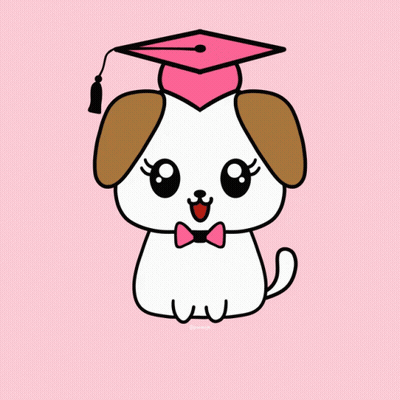 Cartoon Dog In Graduation Cap And Bow Tie GIF