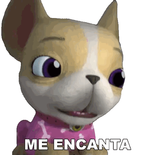 Cartoon Dog In Pink Shirt Saying Me Encanta Sticker