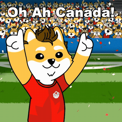 Cartoon Dog In Red Shirt With Maple Leaf GIF