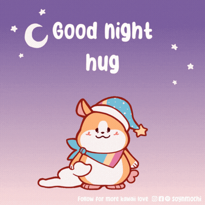 Cartoon Dog In Sleep Cap Saying Good Night Hug GIF