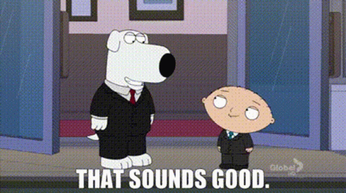 Cartoon Dog In Suit Standing Next To Man In Suit GIF