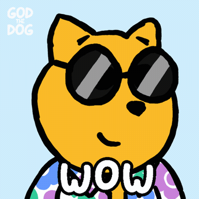 Cartoon Dog In Sunglasses With Wow Shirt GIF