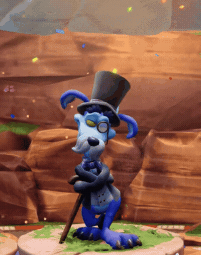 Cartoon Dog In Top Hat And Glasses Holding Cane GIF