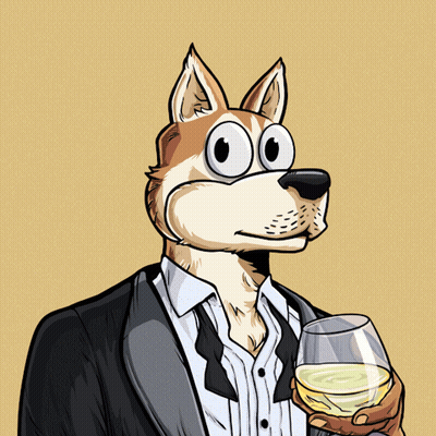 Cartoon Dog In Tuxedo Holding Wine GIF