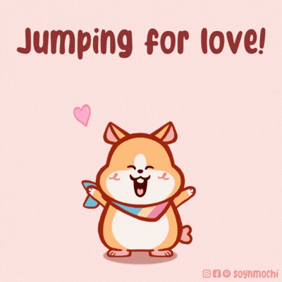 Cartoon Dog Jumping For Love With Hearts GIF