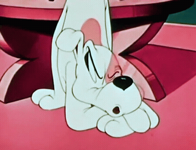 Cartoon Dog Laying On Back With Head On Paw GIF