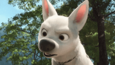 Cartoon Dog Looking At Camera With Trees GIF