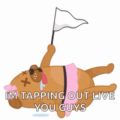 Cartoon Dog Lying On Back With White Flag GIF