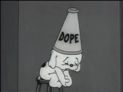 Cartoon Dog On Stool With Dope Cone GIF