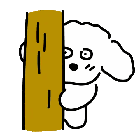 Cartoon Dog Peeking Behind Post Sticker