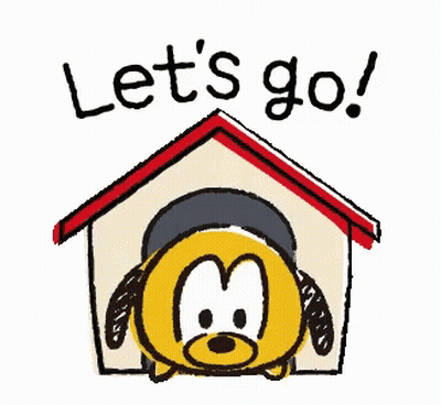 Cartoon Dog Peeking Out Of Doghouse Lets Go GIF