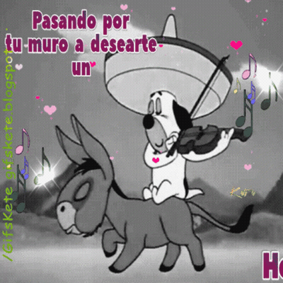 Cartoon Dog Playing Violin On Donkey GIF