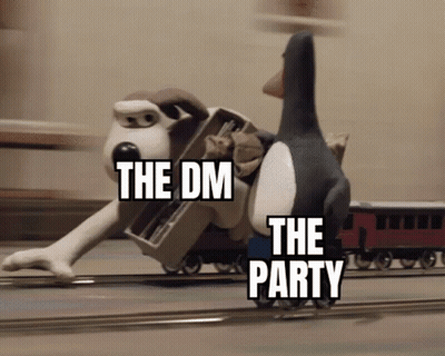 Cartoon Dog Pulling Train Saying The DM The Party GIF