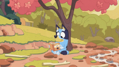 Cartoon Dog Reading Book By River GIF