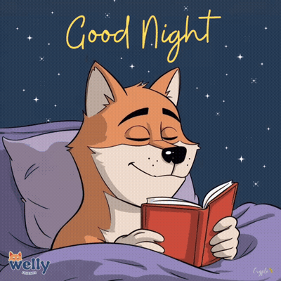 Cartoon Dog Reading Book Good Night GIF