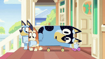 Cartoon Dog Rollerblading On Porch GIF