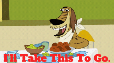 Cartoon Dog Saying I'll Take This To Go GIF