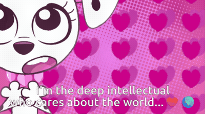 Cartoon Dog Saying I'm The Deep Intellectual Who Cares About The World GIF