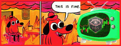 Cartoon Dog Saying This Is Fine Next To TV GIF