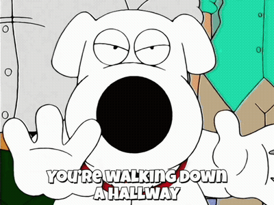 Cartoon Dog Saying You're Walking Down A Hallway GIF