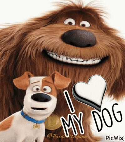 Cartoon Dog Says I Love My Dog GIF