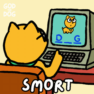 Cartoon Dog Sitting At Computer Saying Smart GIF