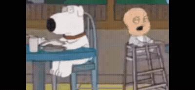 Cartoon Dog Sitting At Table Next To Baby GIF