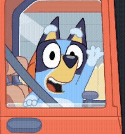 Cartoon Dog Sitting In Car Waving GIF