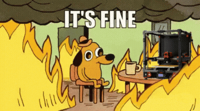 Cartoon Dog Sitting In Front Of 3D Printer Saying It's Fine GIF