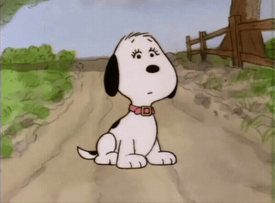 Cartoon Dog Sitting On Dirt Road GIF