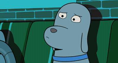 Cartoon Dog Sitting On Green Couch GIF