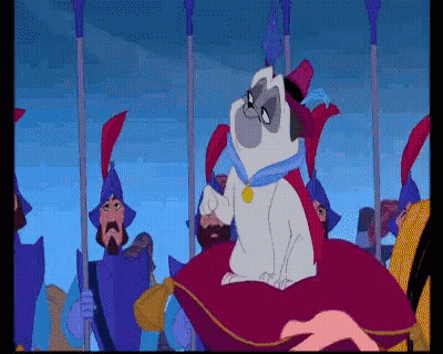 Cartoon Dog Sitting On Pink Pillow GIF