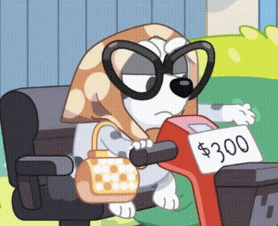 Cartoon Dog Sitting With 300 Sign GIF