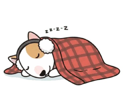 Cartoon Dog Sleeping Under Plaid Blanket Sticker