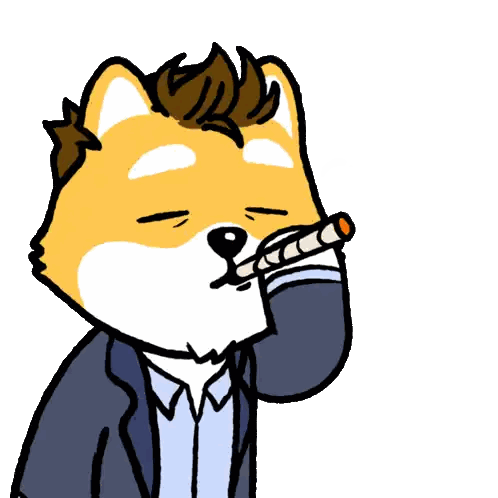 Cartoon Dog Smoking Cigar Sticker