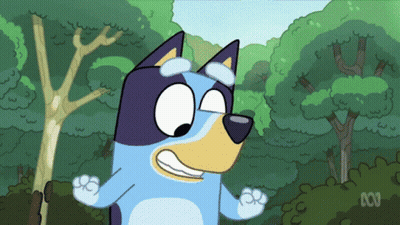 Cartoon Dog Standing In Forest Saying ABC GIF