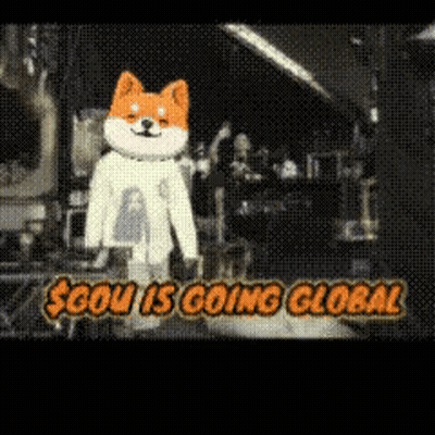 Cartoon Dog Standing In Front Of $Gou Is Going Global Sign GIF